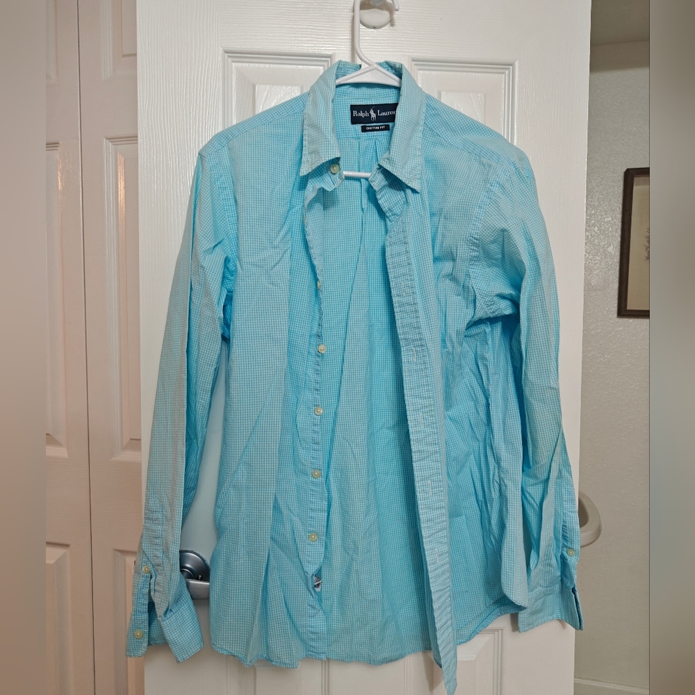 Ralph Lauren Light Blue Button-Up Shirt. Like New, Worn Only A Couple Times